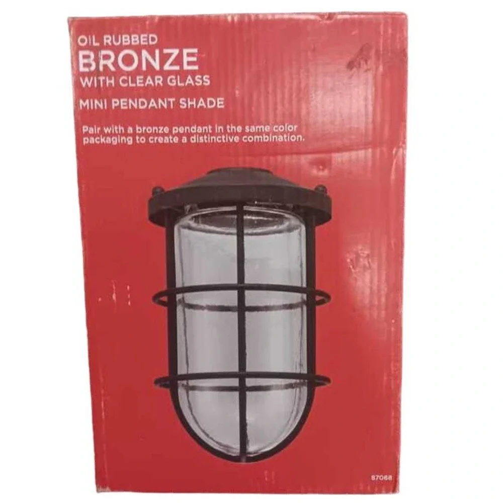 Matte Black Pendant Shade w/ Clear Glass Shade 2.25 in. Fitter, 5.36